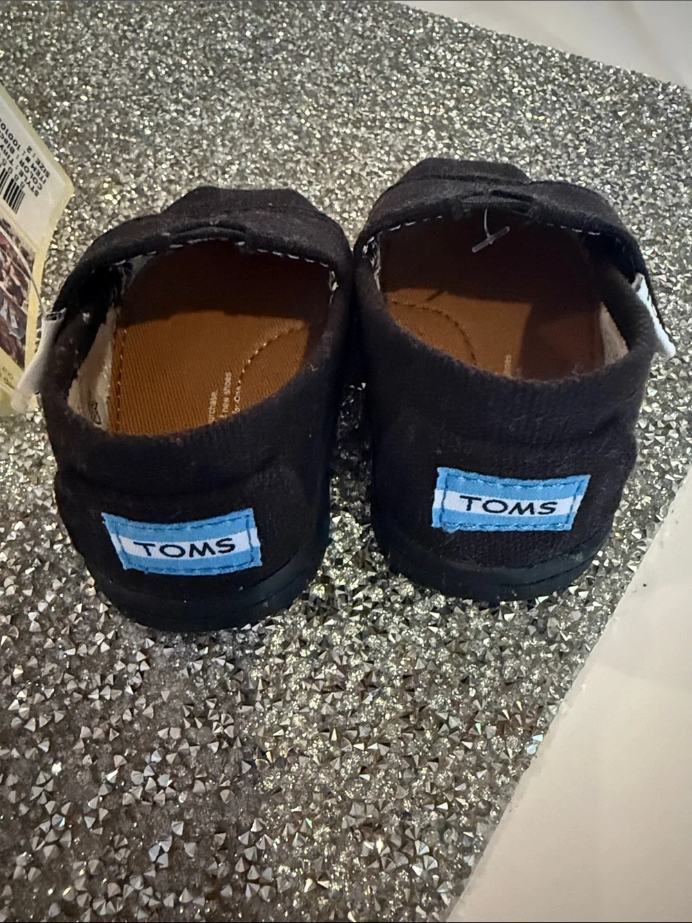 Toms Kids Black Canvas Slip-On Moccasins baby size 2